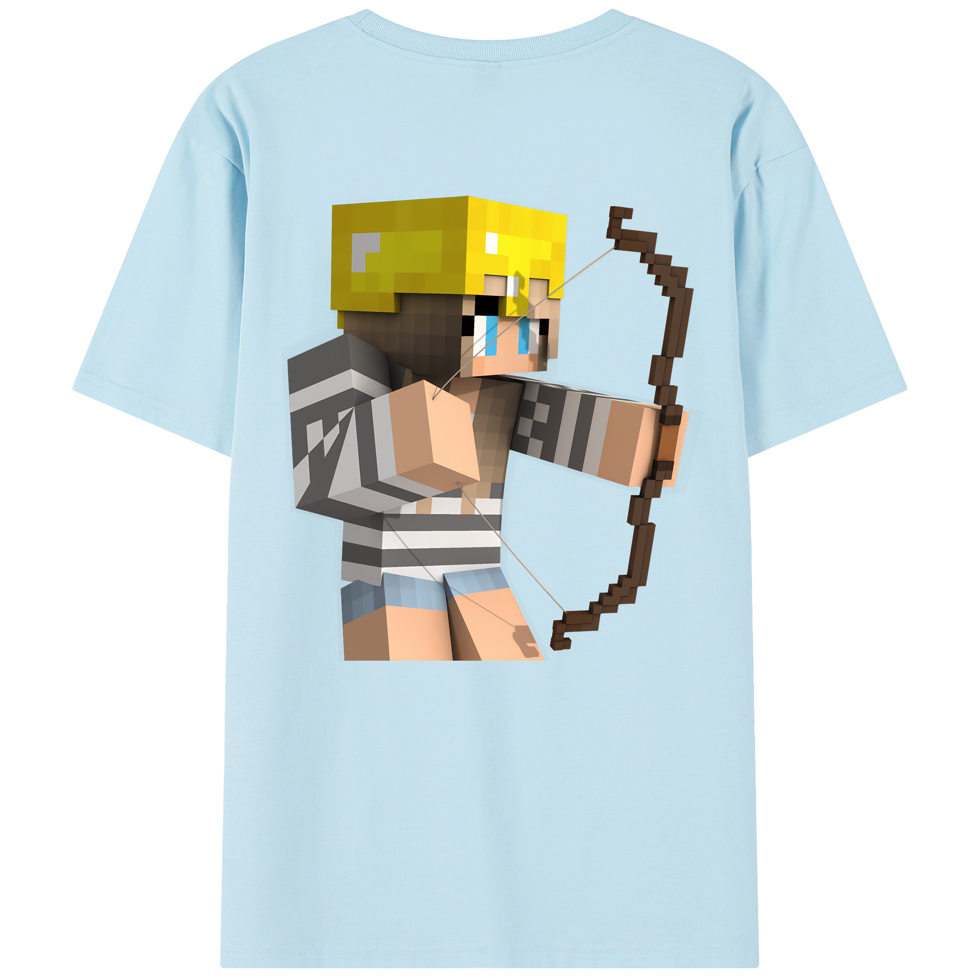 （画像用） マインクラフト ブロックの世界 Minecraft MC Block world 綿100％半袖Tシャツ（背面プリント）